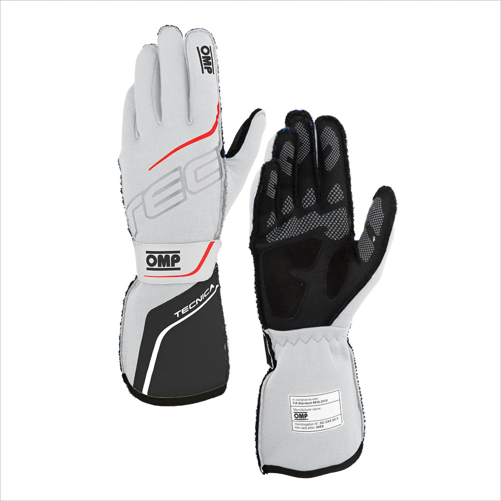 OMP RACING, INC. IB0-0779-A01-373-S TECNICA GLOVES FIA 8856- 2018 WHITE / ANTHRACITE