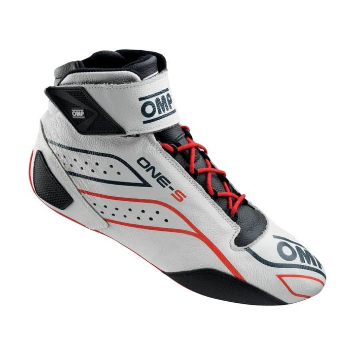 OMP RACING, INC. IC0-0822-A03-020-46 OMP RACING Inc. One-S FIA 8856-201 & SFI Approved Mid-Top Driving Shoes, White, Euro Size 46