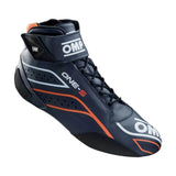 OMP RACING, INC. IC0-0822-A03-249-44 OMP RACING Inc. One-S FIA 8856-201/8/SFI Mid-Top Driving Shoes, Navy Blue and Fluorescent Orange, Euro 44