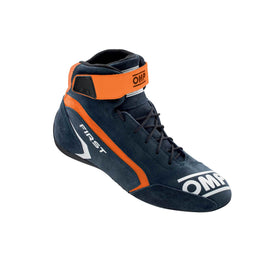 OMP RACING, INC. IC0-0824-A01-249-43 FIRST SHOES FIA 8856-201 8 NAVY BLUE / ORANGE SZ.