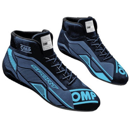 OMP RACING, INC. IC0-0829-A01-275-41 OMP SPORT SHOES FIA 8856 -2018 BLACK / CYAN SZ. 4