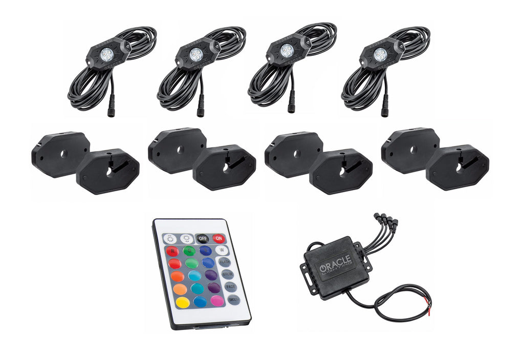 ORACLE LIGHTING 5818-333 Oracle Lighting LED Bluetooth & RF Multi-Color Rock Light Kit - 4 Piece Universal Underbody Lighting System