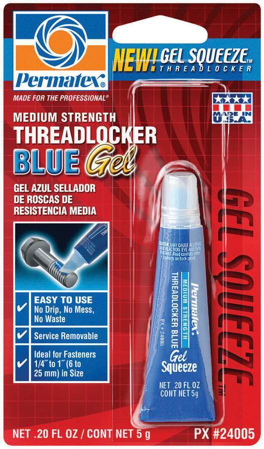 PERMATEX 24005 Permatex Threadlocker Blue Gel, Medium Strength – 5 Gram Tube