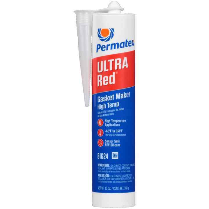 PERMATEX 81624 Permatex Ultra Red Gasket Maker 13 oz Cartridge - High-Temperature Silicone Sealant with Sensor Safe Formula