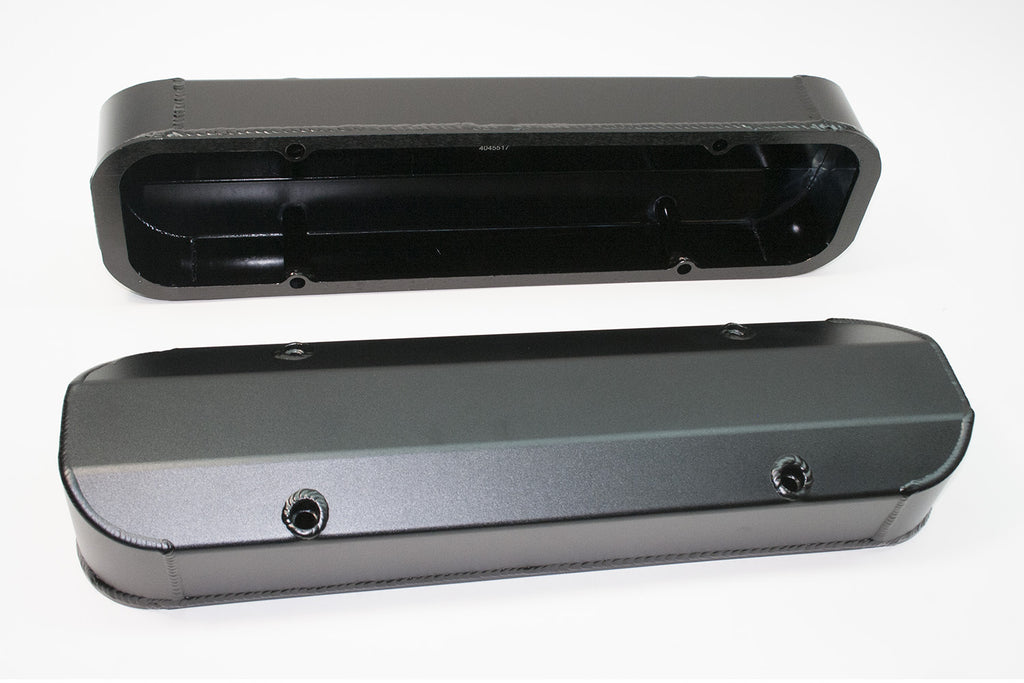 PRW INDUSTRIES INC. 4045517 PRW Industries Inc. Alum Fab Valve Cover for Pontiac V8 - Short with Hardware - Black Anodized Finish