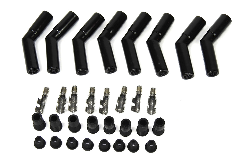 PERTRONIX IGNITION 8563HT-8 Ceramic Spark Plug Boot Kit 45-Deg 8pk Black