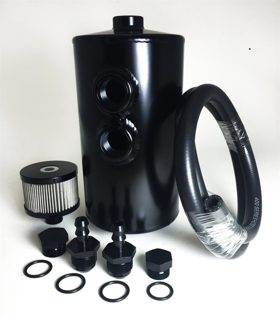 PROSPORT GAUGES PSCCAN Catch Can Dual Inlet Black Aluminum -10an ORB