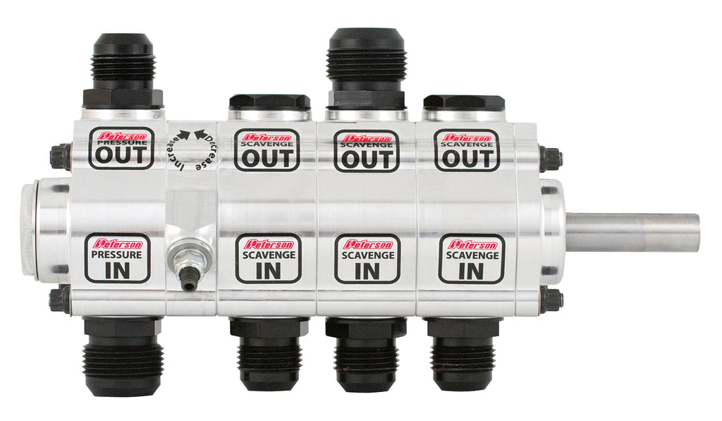 PETERSON FLUID 04-4064-HEX Peterson Fluid 04-4064-HEX 4-Stage R4 Dry Sump Oil Pump with 1.2 in Pressure and 1.4 in Scavenge, Driver Side Aluminum Design