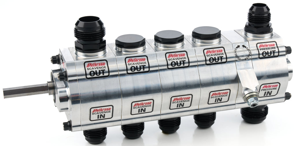 PETERSON FLUID 04-5066-HEX Peterson Fluid 04-5066-HEX Oil Pump for R4 Dry Sump Systems, Left Side Mount, 5-Stage with 1.4 in Pressure and Scavenge Stages