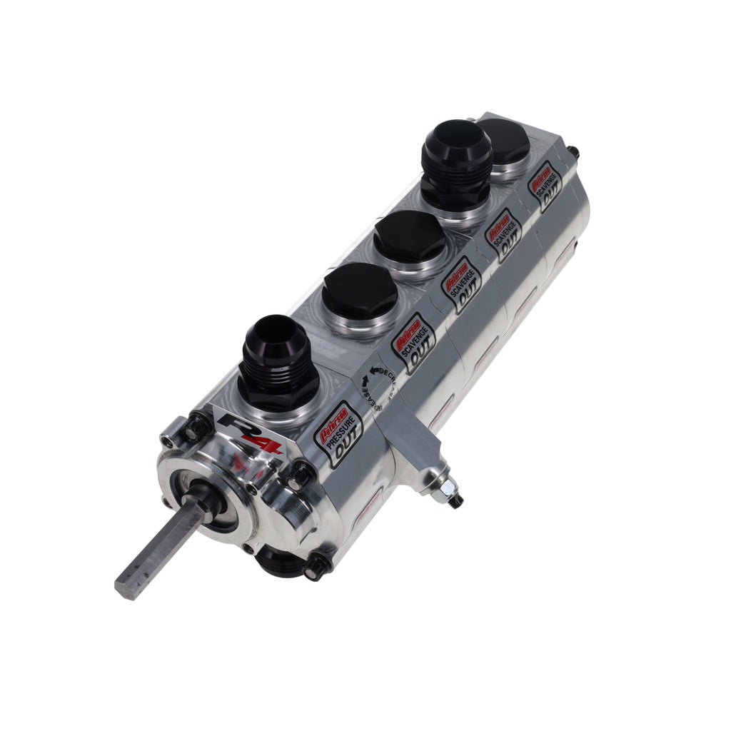 PETERSON FLUID 04-5096-HEX Peterson Fluid 04-5096-HEX Oil Pump for R4 Dry Sump Systems with 5-Stage Pressure and Scavenge, 1.4 PSI, V-Band Mount