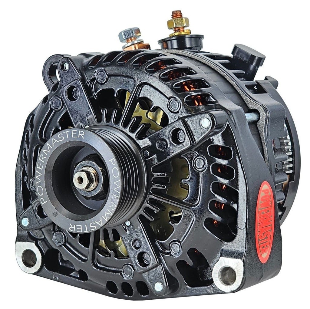 POWERMASTER 58550-16.8CCW POWERMASTER 58550-16.8CCW Black GM Denso-Style 250 Amp Alternator, 6-Groove, Counterclockwise