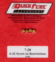 Load image into Gallery viewer, QUICK FUEL TECHNOLOGY 7-28 .028in- 6-32 Screw-in Restrictors (4pk)