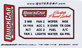 QUICKCAR RACING PRODUCTS 50-003 Switch Panel Stickers Large Ignition Panels