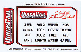 QUICKCAR RACING PRODUCTS 50-004 Switch Panel Stickers Small Ignition Panels