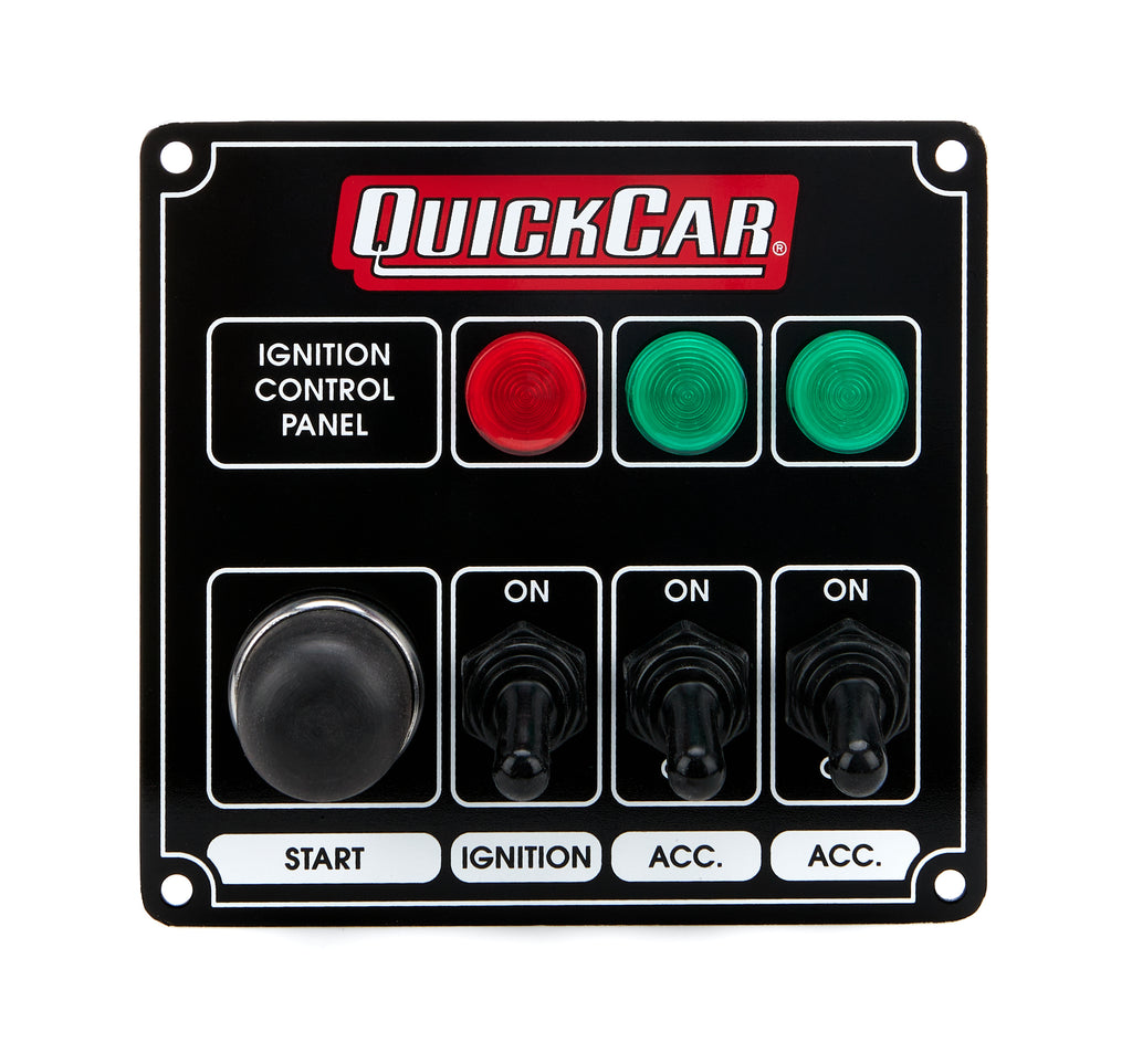QUICKCAR RACING PRODUCTS 50-825 Ignition Panel Black w/ 2 Acc. & Lights