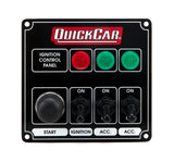 QUICKCAR RACING PRODUCTS 50-825 Ignition Panel Black w/ 2 Acc. & Lights