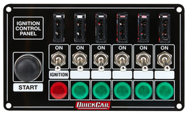 QUICKCAR RACING PRODUCTS 50-864 Ignition Panel Blk Fused w/Start But. & Lights
