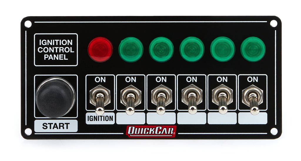 QUICKCAR RACING PRODUCTS 50-866 Ignition Panel Blk w/ Start But. 5 Acc. & Ligh
