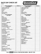 Load image into Gallery viewer, QUICKCAR RACING PRODUCTS 51-237 Race Day Check-List