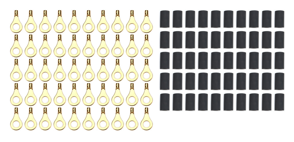 QUICKCAR RACING PRODUCTS 57-460-50 Ring Terminal 1/4in 18- 22 Ga w/Heat Shrink 50pk