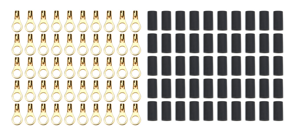 QUICKCAR RACING PRODUCTS 57-464-50 Ring Terminal 3/8in 10- 12 Ga w/Heat Shrink 50pk