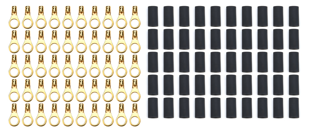 QUICKCAR RACING PRODUCTS 57-474-50 Ring Terminal 3/8in 8-10 Ga w/Heat Shrink 50pk
