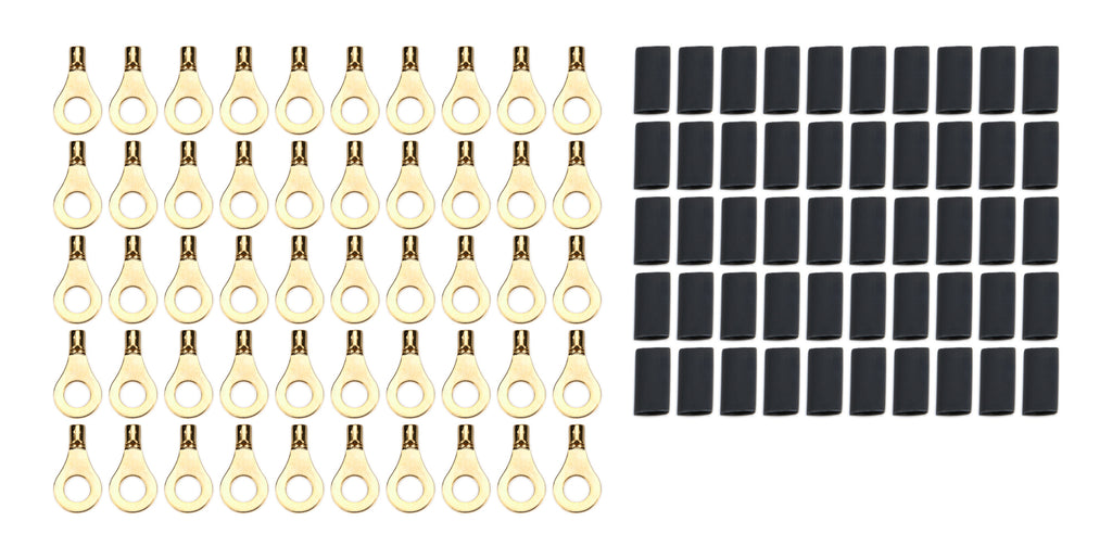 QUICKCAR RACING PRODUCTS 57-478-50 Ring Terminal 1/4in 14- 16 Ga w/Heat Shrink 50pk