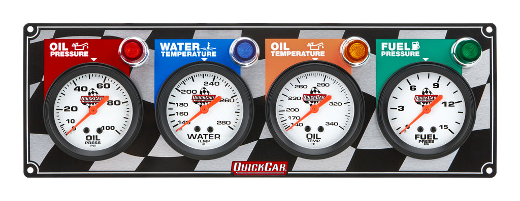 QUICKCAR RACING PRODUCTS 61-6021 4 Gauge Panel OP/WT/OT/ FP