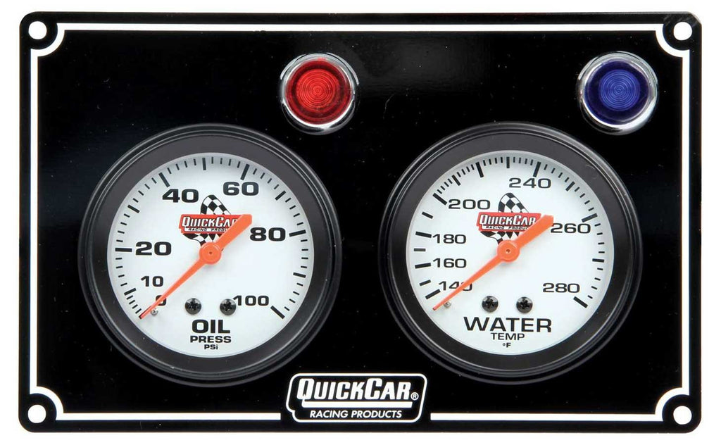 QUICKCAR RACING PRODUCTS 61-6701 2 Gauge Panel  OP/WT Black