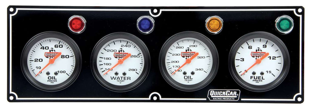 QUICKCAR RACING PRODUCTS 61-6721 4 Gauge Panel  OP/WT/OT/ FP Black