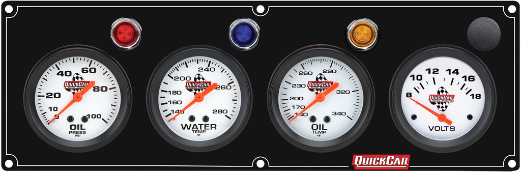 QUICKCAR RACING PRODUCTS 61-6727 4 Gauge Panel OP/WT/OT/VT Black