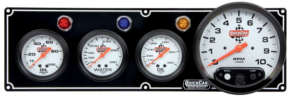 QUICKCAR RACING PRODUCTS 61-6741 3-1 Gauge Panel OP/WT/OT w/5in Tach Black