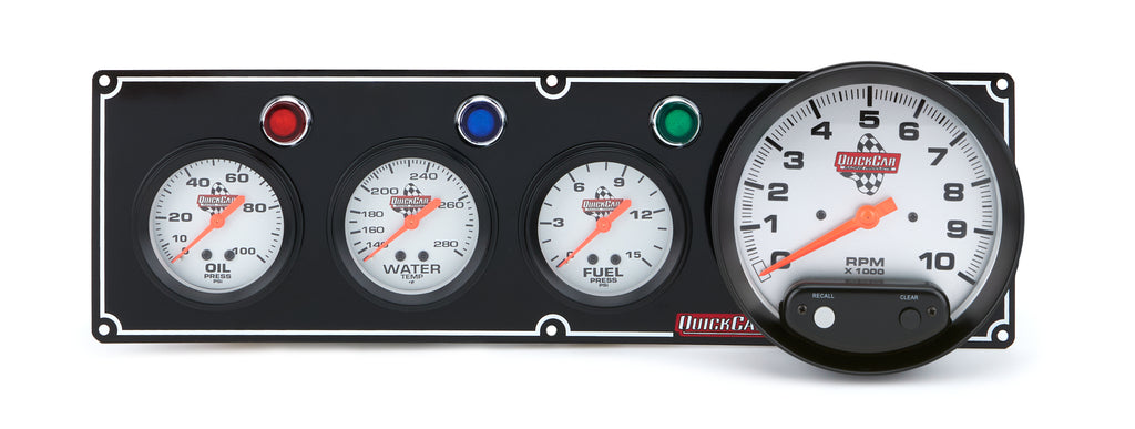 QUICKCAR RACING PRODUCTS 61-6742 3-1 Gauge Panel OP/WT/FP w/5in Tach Black