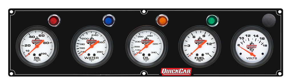 QUICKCAR RACING PRODUCTS 61-6767 5 Gauge Panel OP/WT/OT/FP15/VT Black