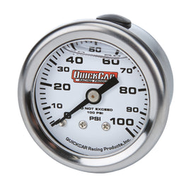 QUICKCAR RACING PRODUCTS 611-90100 Pressure Gauge 0-100 PSI 1.5in Liquid Filled