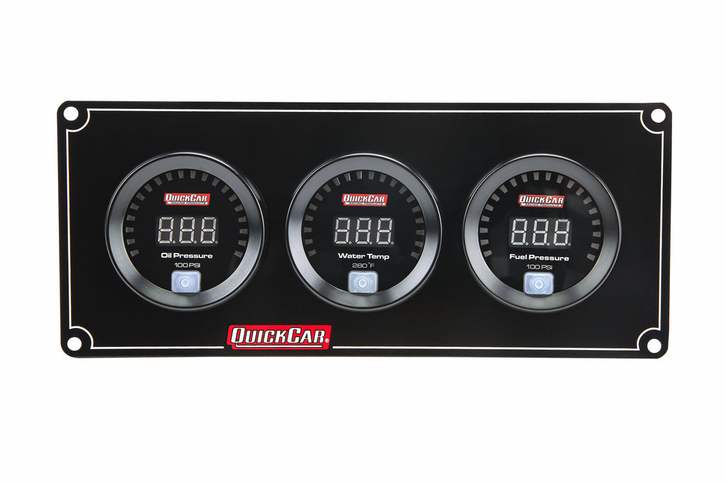 QUICKCAR RACING PRODUCTS 67-3018 Digital 3 Gauge Panel OP /WT/FP100