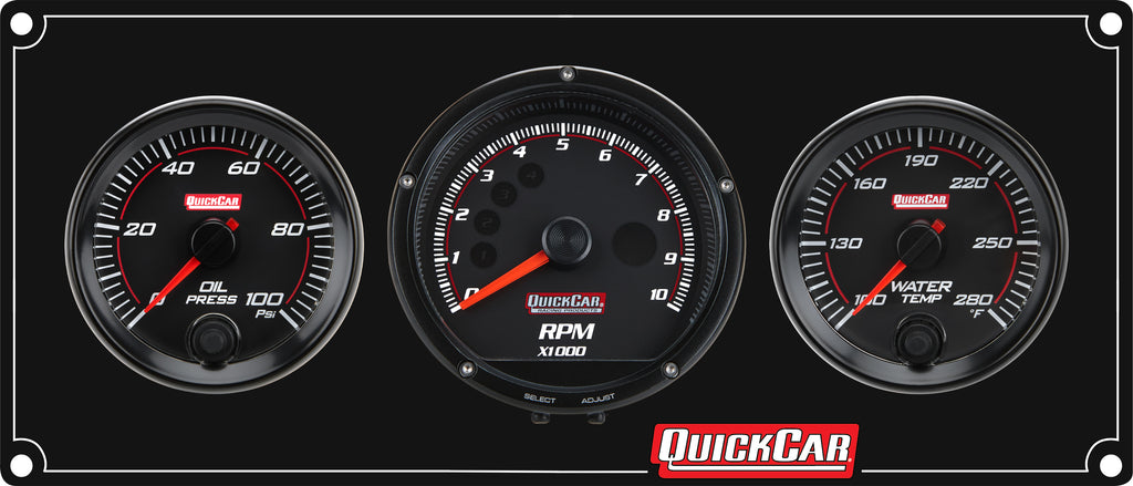 QUICKCAR RACING PRODUCTS 69-2031 Redline 2-1 Gauge Panel OP/WT w/Recall Tach
