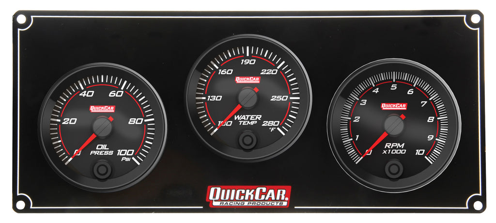 QUICKCAR RACING PRODUCTS 69-2231 Redline 2-1 Gauge Panel OP/WT w/Recall Tach