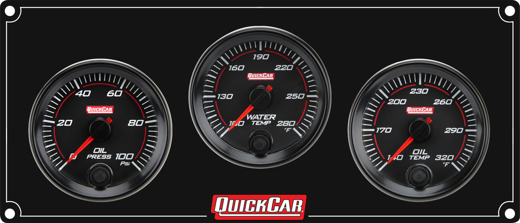 QUICKCAR RACING PRODUCTS 69-3011 Redline 3 Gauge Panel OP/WT/OT