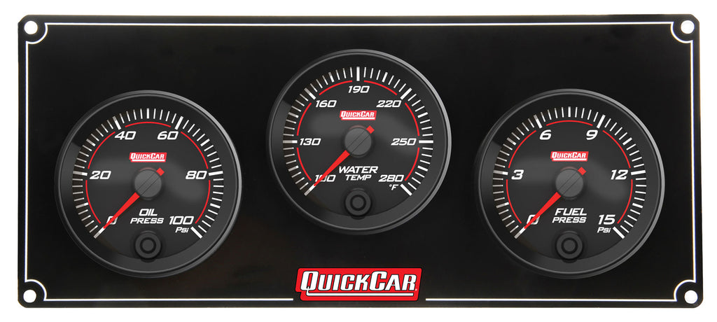 QUICKCAR RACING PRODUCTS 69-3012 Redline 3 Gauge Panel OP/WT/FP