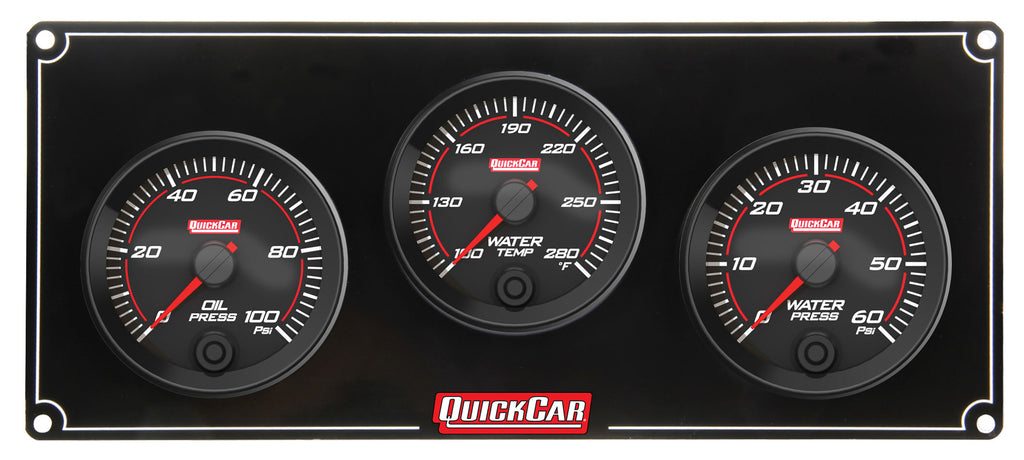 QUICKCAR RACING PRODUCTS 69-3016 Redline 3 Gauge Panel OP/WT/WP
