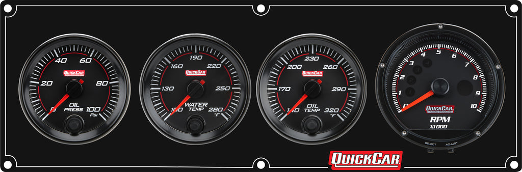 QUICKCAR RACING PRODUCTS 69-3041 Redline 3-1 Gauge Panel OP/WT/OT w/Recall Tach