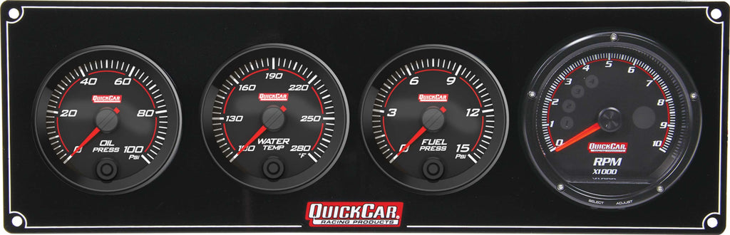 QUICKCAR RACING PRODUCTS 69-3042 Redline 3-1 Gauge Panel OP/WT/FP w/Recall Tach