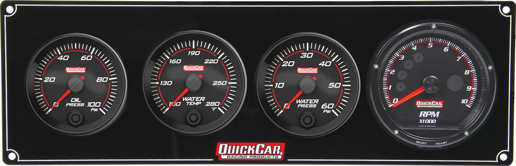 QUICKCAR RACING PRODUCTS 69-3046 Redline 3-1 Gauge Panel OP/WT/WP w/Recall Tach
