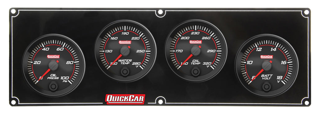 QUICKCAR RACING PRODUCTS 69-4027 Redline 4 Gauge Panel OP/WT/OT/Volt