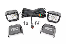 ROUGH COUNTRY 70904 Rough Country 3 Inch Chrome Series LED Light Assembly with 18 White LEDs - Square Surface Mount Pods
