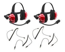 RUGGED RADIOS H80-X2 Headset Track Talk Red Linkable Intercom 2 Pack