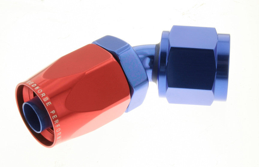 REDHORSE PERFORMANCE 6045-06-1 REDHORSE PERFORMANCE 6045-06-1 6AN 45-Degree Aluminum Hose End Fitting in Red and Blue Anodized Finish