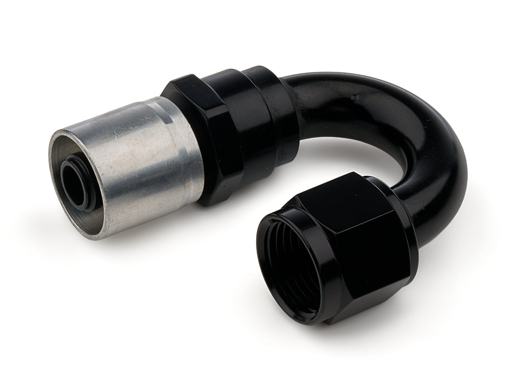 REDHORSE PERFORMANCE 7180-08-2 Redhorse Performance 7180-08-2 8AN 180-Degree Crimp-Style Hose End, Black Anodized Aluminum