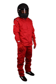 RJS SAFETY 200410405 Pants Red Large SFI-1 FR Cotton